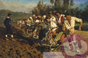 Kroyer, P.S. Italian Fieldworkers.Abruzzerne. 1880 Fyn Kunstmuseum-italienske-markarbejdere